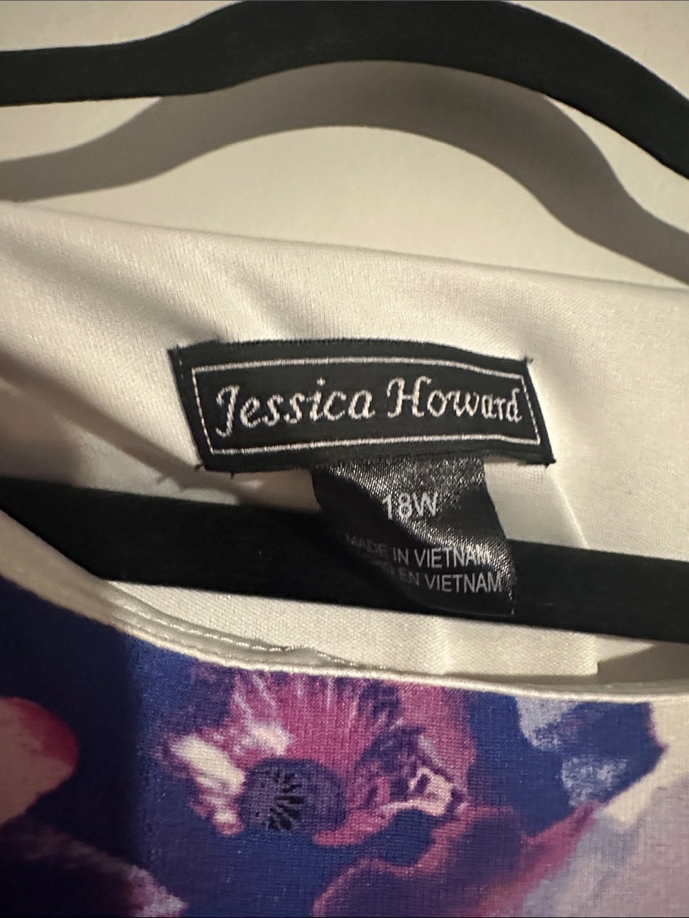 Jessica Howard Black White Striped Midi Dress with Pink & Purple Florals - Picture 2 of 3